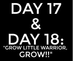 DAY 17 & DAY 18: grow little warrior, grow!