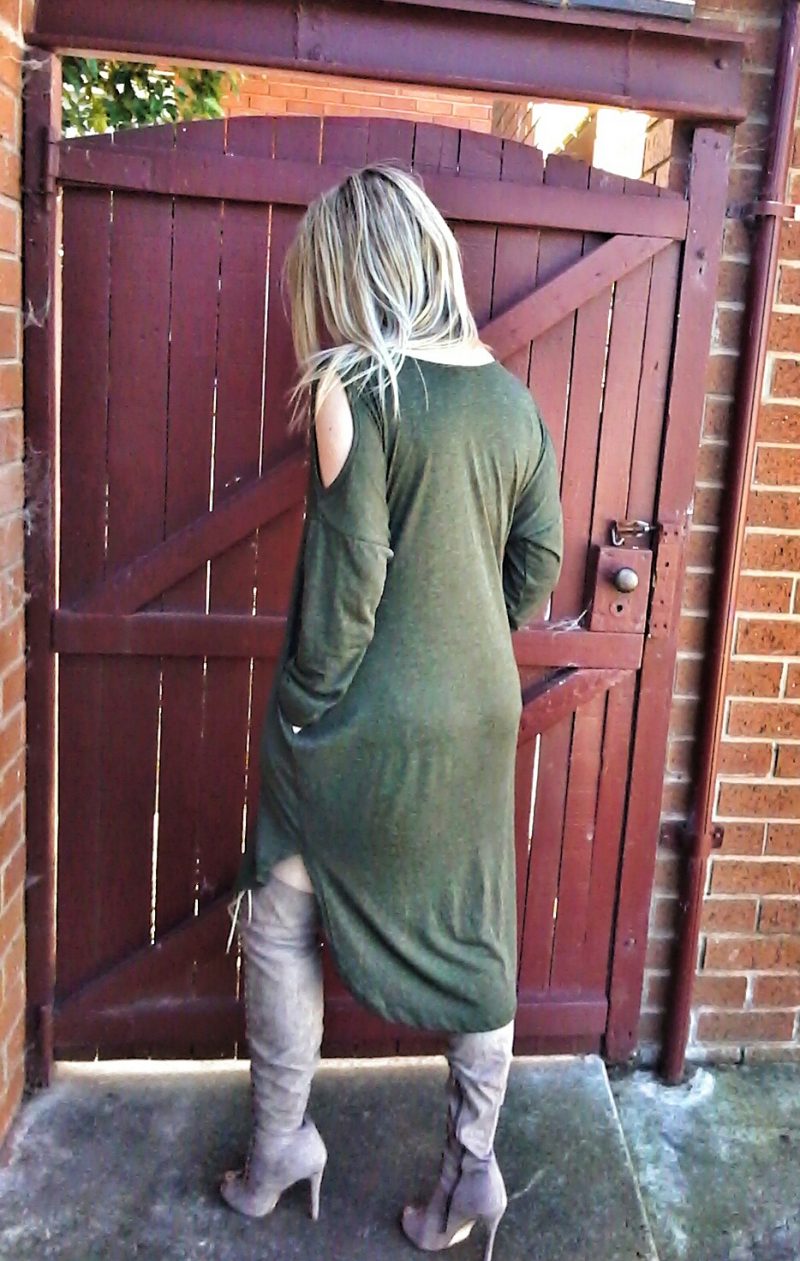 Cold shoulder T-shirt dress