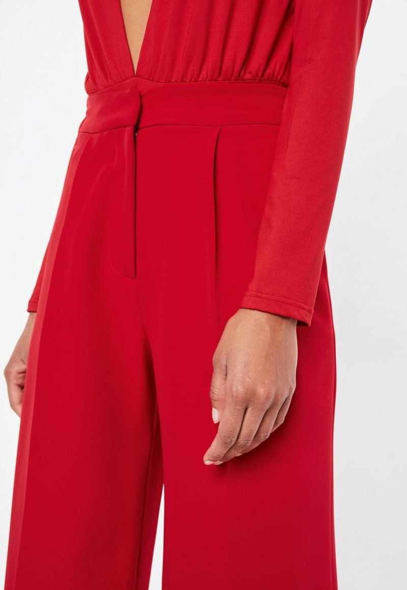 Red Wide Leg Crepe Trousers & Oversized Slogan T-shirt Dress – Susana